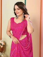 Pink Georgette Designer Printed Ready To Wear Saree - Elite