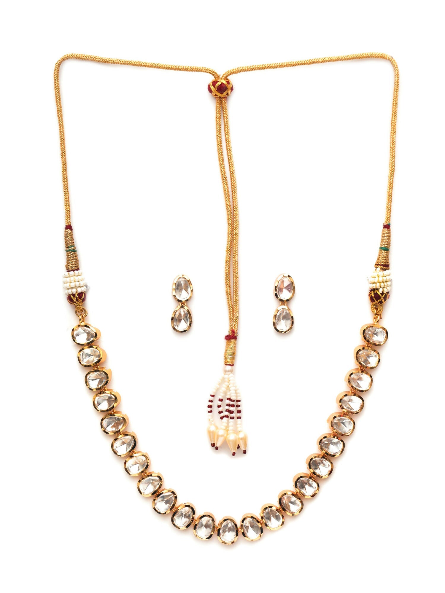 Kundan Choker with Studs Jewellery Set (Gold) - Ruby Raang