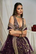 Purple Georgette Sequence Embroidery Work Lehenga Choli - Jihu Culture