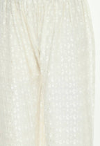 Mominos Fashion Moeza Reyon Cotton Off White Color Chikan Work Palazzo