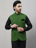 Even Apparels Pure Wool Nehru Jacket - Green