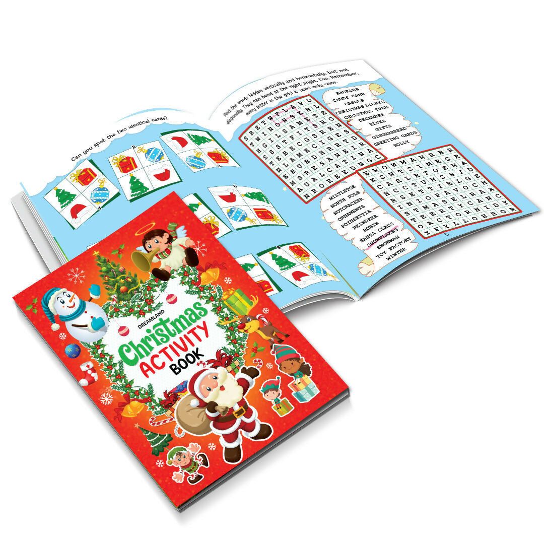 Dreamland Publications Christmas Activity Book for Kids – Fun Puzzles, Coloring, Mazes & More | Ages 4–8 - Distacart