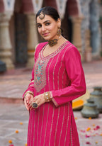 Anaita Rani Pink Premium Embroidery Dhaga Sequin Work Ready Made Suit - Distacart