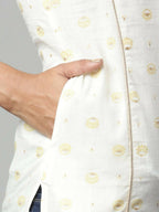 Ahalyaa Womens Off White Pure Cotton Printed Kurtas - Distacart