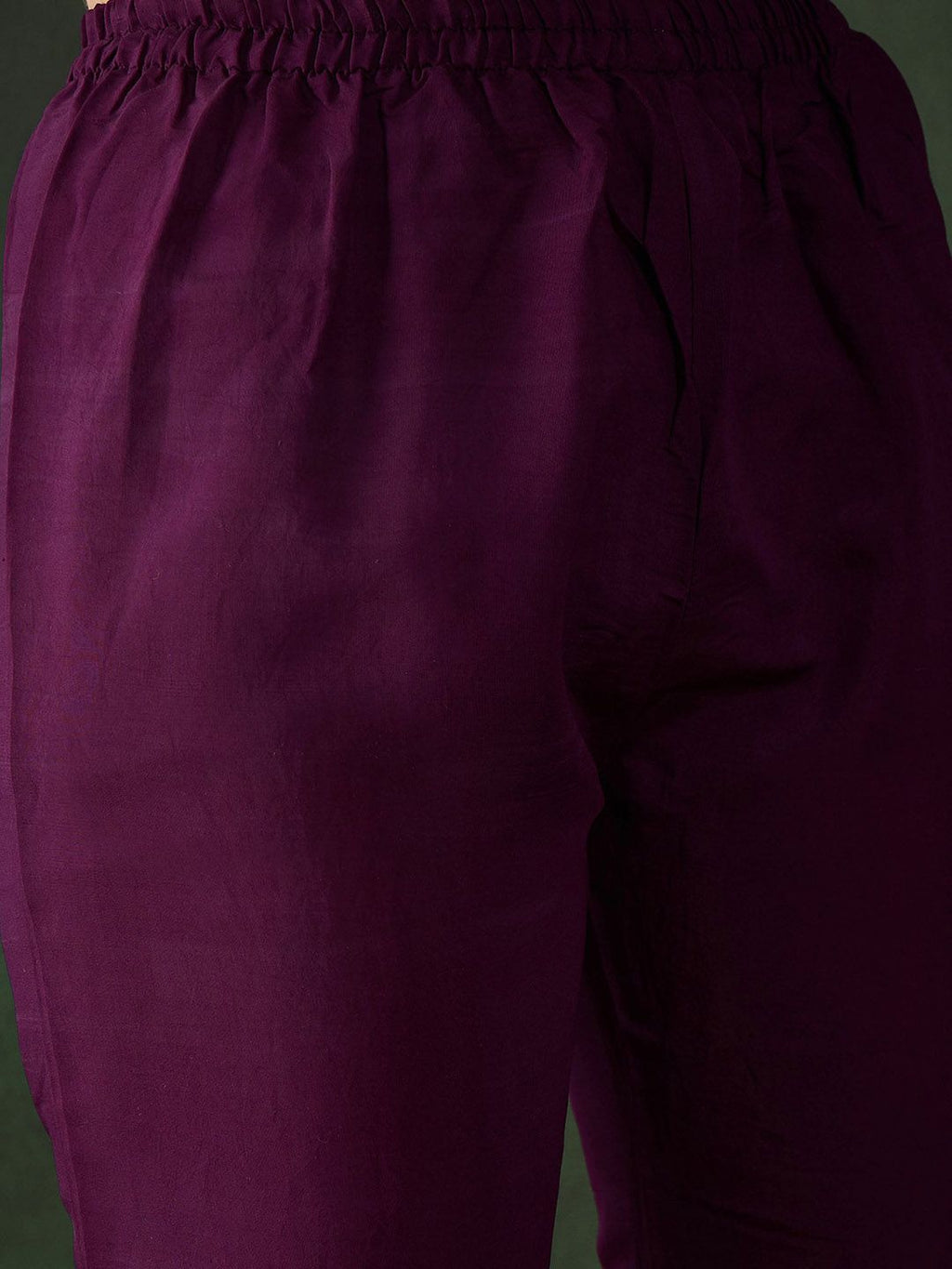 Sangria Purple Floral Embroidered Thread Work Pure Cotton Kurta & Trouser With Dupatta