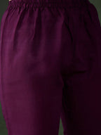 Sangria Purple Floral Embroidered Thread Work Pure Cotton Kurta & Trouser With Dupatta