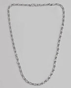 VOJ Men Silver Plated Stainless Steel Cuban Link Chain