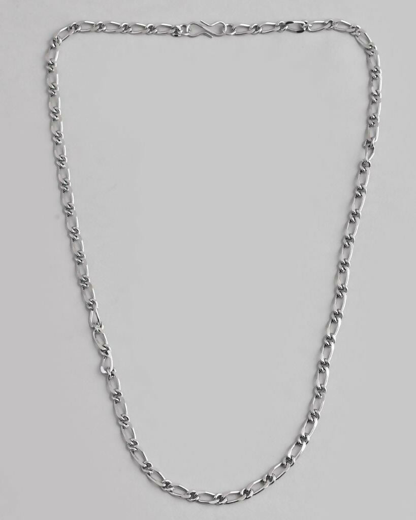 VOJ Men Silver Plated Stainless Steel Cuban Link Chain