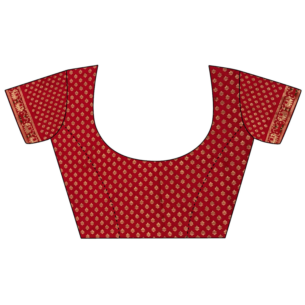 Joban Fashion Carmine Red Geometric Pattern Soft Silk Patola Saree - Distacart
