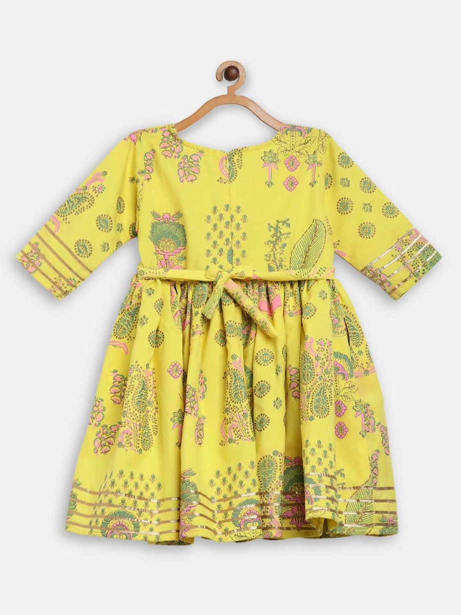 Ahalyaa Mustard Rayon Printed Kids Kurta Palazzo Sets For Kids For Girls