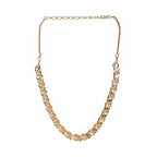 Leaf Shaped Neckpiece in Kundan and American Diamonds (Gold) - Ruby Raang