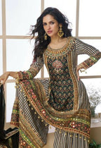 Anaita Black Heavy Crepe Silk Ready Made Suit with Multi Digital Printed & Aari Work - Distacart