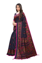 Vamika Blue Color Jute Silk Mirror Work Saree