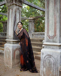 DEIANA'S Beautiful Designer Golden zari Soft Lichi Silk Saree - Orange