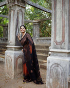 DEIANA'S Beautiful Designer Golden zari Soft Lichi Silk Saree - Orange