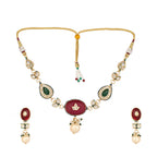 Nuyug 22K Gold Plated Radiant Sage Stone Kundan Necklace