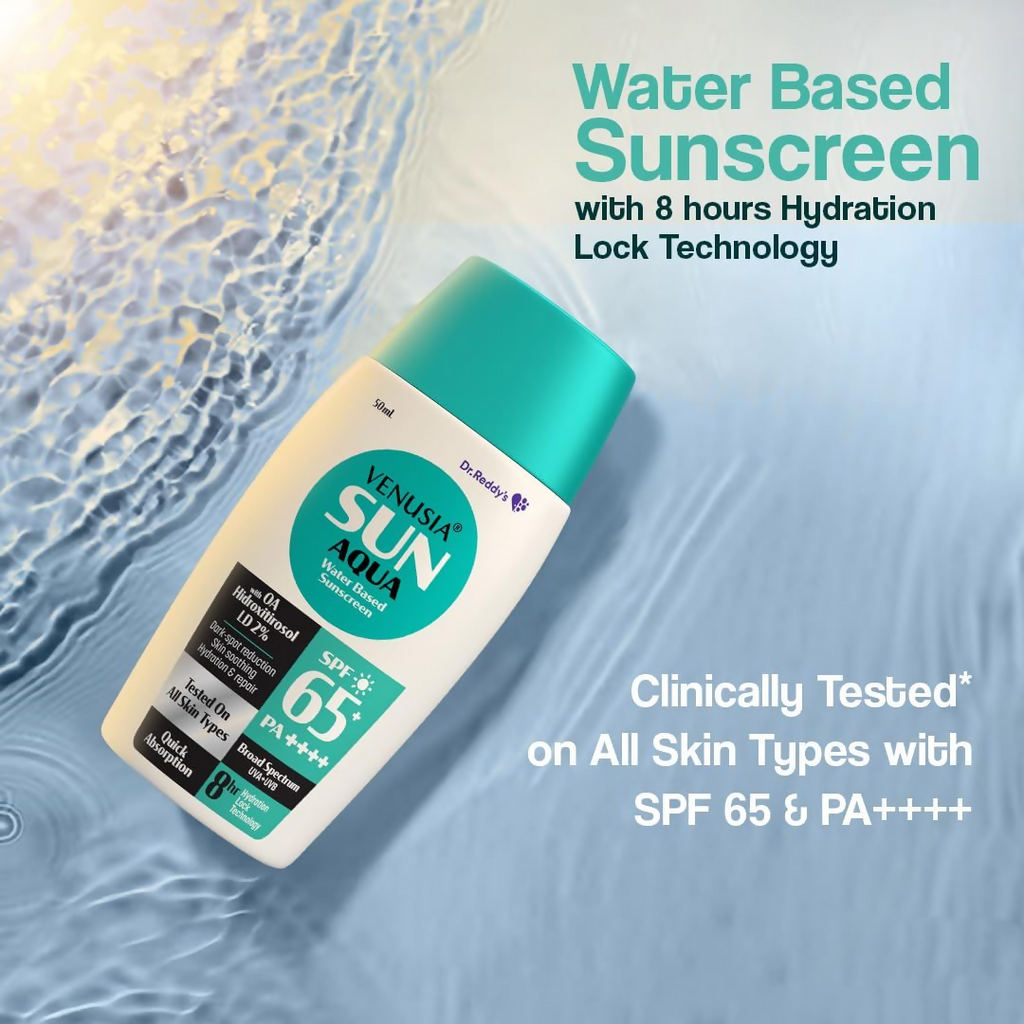 Venusia Sun Aqua Water Based Sunscreen SPF 65 For Oily & Acne Skin - Distacart