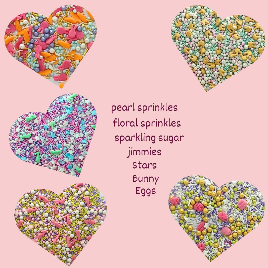 confect spring sprinkles 5 white pink and sky blue pearls stars pack of 5 100gms