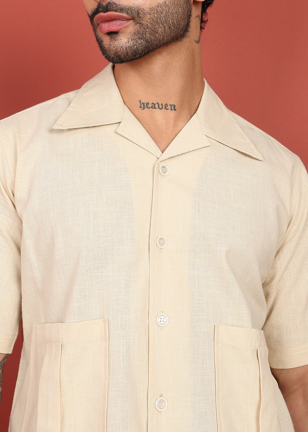 Fabmade Regular Fit Plain Shirt Otago - Beige