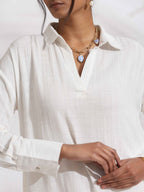 trueBrowns White Cotton A-line Kurta Set - Distacart