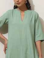 trueBrowns Mint Green Cotton Linen Kurta Pant Set - Distacart
