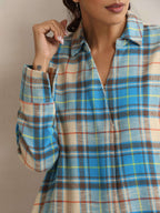 trueBrowns Beige Check Pleated Winter Dress - Distacart