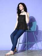 InWeave Black Shoulder Tie-Up Top