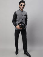 Even Apparels Men's Grey Pure Wool Nehru Jacket
