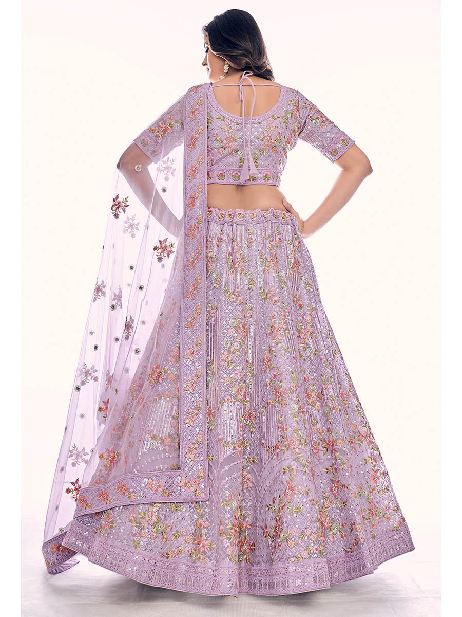 Myra Lilac Soft Net Embroidered Designer Lehenga Choli