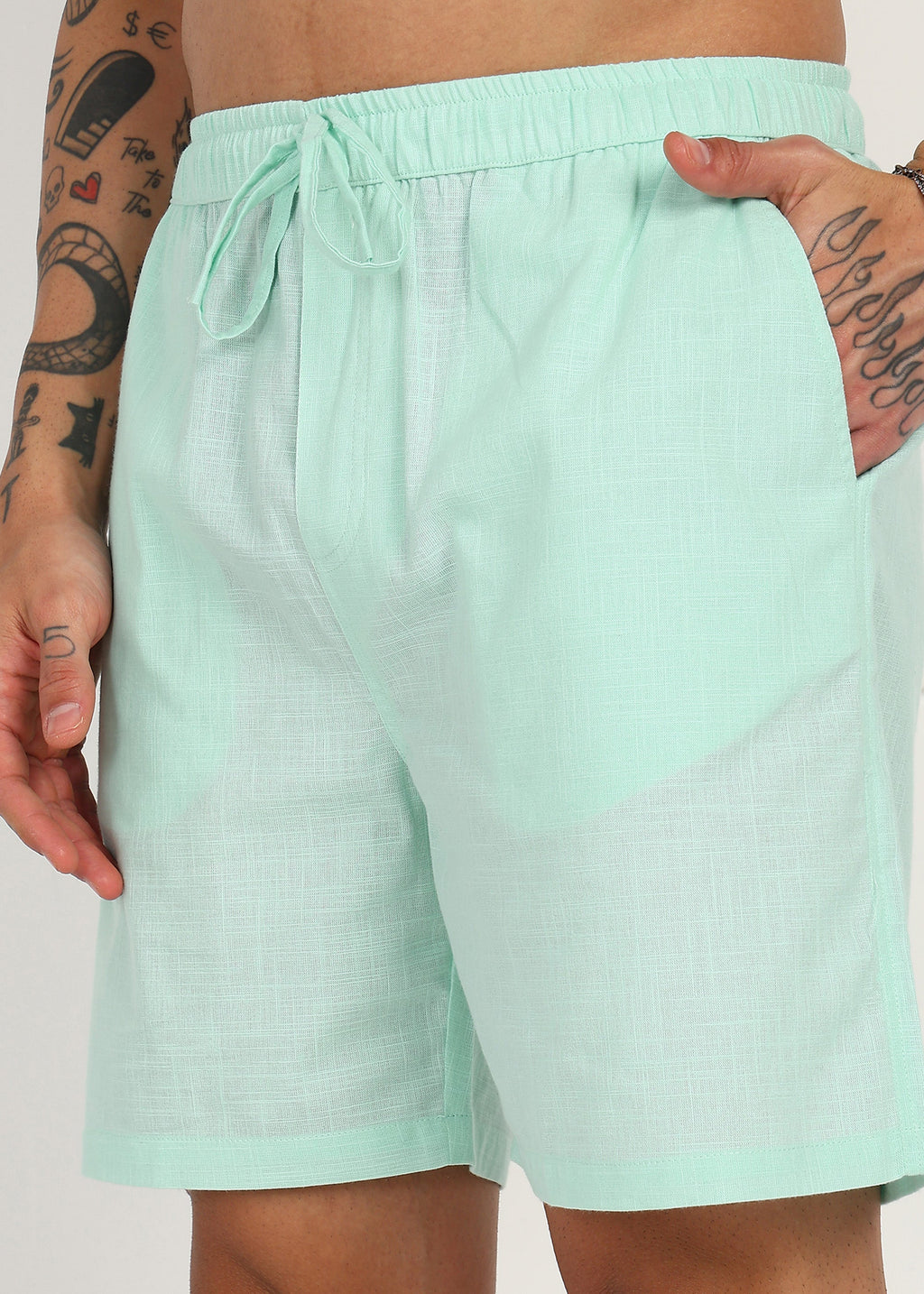 Fabmade Mint Drift Linen Shorts
