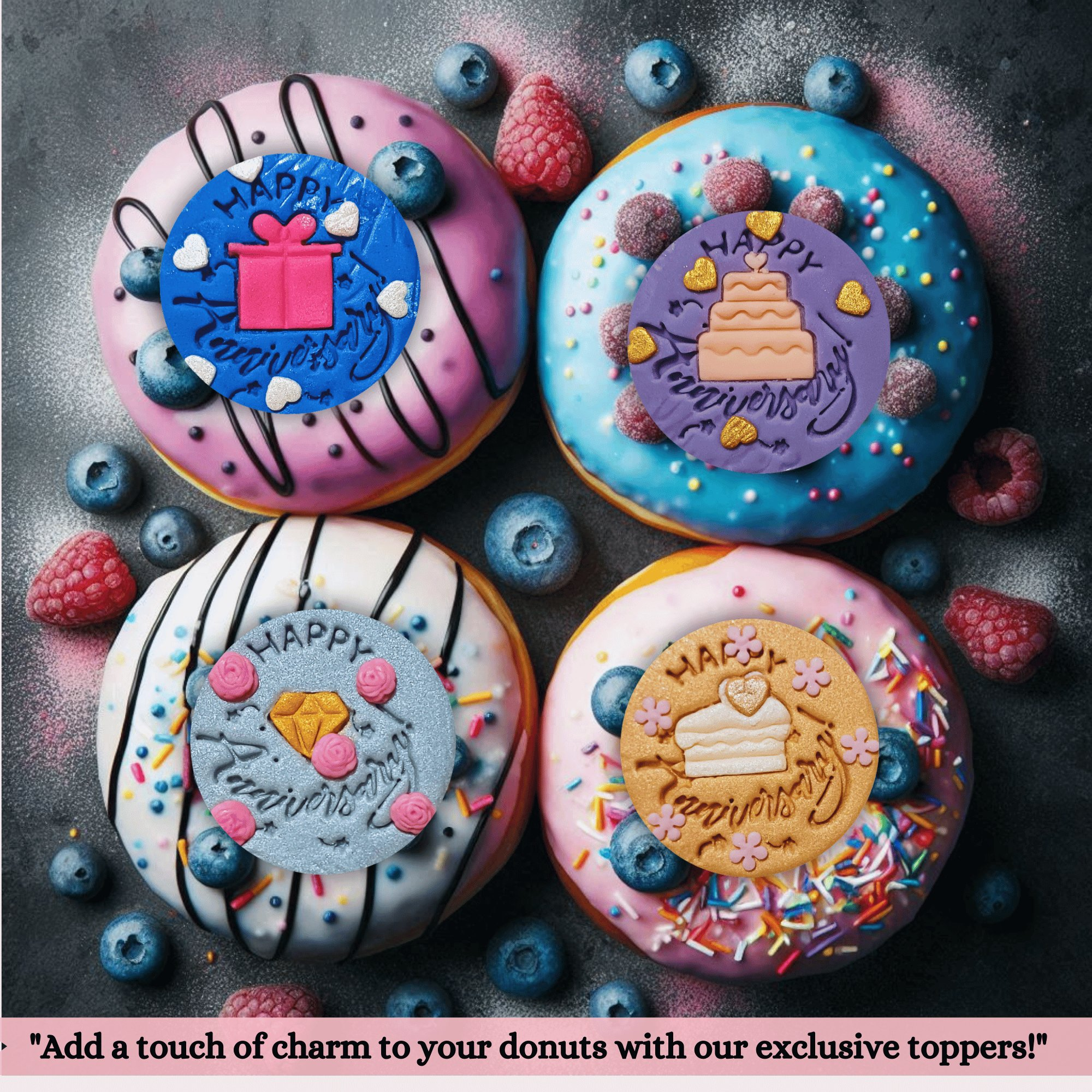 confect happy anniversary toppers for cakes cupcakes cake decorations supplies 100gms ct 12