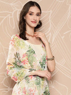 Ahalyaa Floral Printed Poly Chiffon Saree