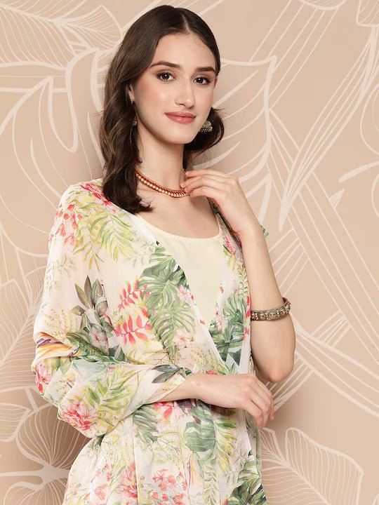 Ahalyaa Floral Printed Poly Chiffon Saree