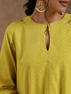 trueBrowns Lime Gold Cotton Handkerchief Kurta Set | Relove - Distacart