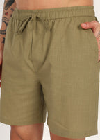 Fabmade Olive Ease Linen Shorts