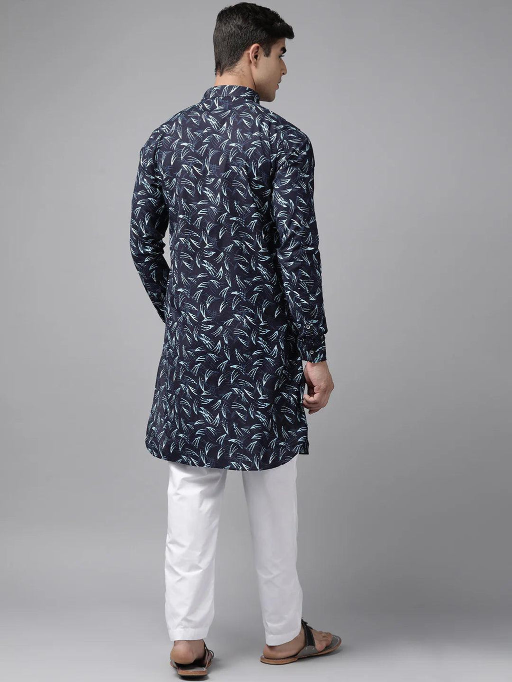 Fabmade Pure Cotton Pathani Kurta Print