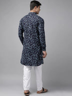 Fabmade Pure Cotton Pathani Kurta Print