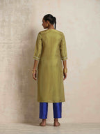 trueBrowns Green Tissue Straight Kurta Set - Distacart