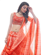 Myra Red Jaquard Embroidered Designer Lehenga - Distacart