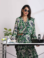 trueBrowns Green Muslin Ikat Shirt Blouse
