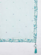 House of Panchhi Turquoise Blue Georgette Sequins And Thread Embroidery Lehenga Choli & Dupatta