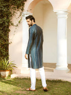 Fabmade Embroidered Regular Sequinned Chanderi Silk Kurta