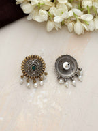 trueBrowns Silver Gold Tone Floral Stud Earrings - Distacart