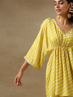 trueBrowns Lime Green Bandhani Printed Silk Drop Shoulder Co-Ord Set | Relove - Distacart
