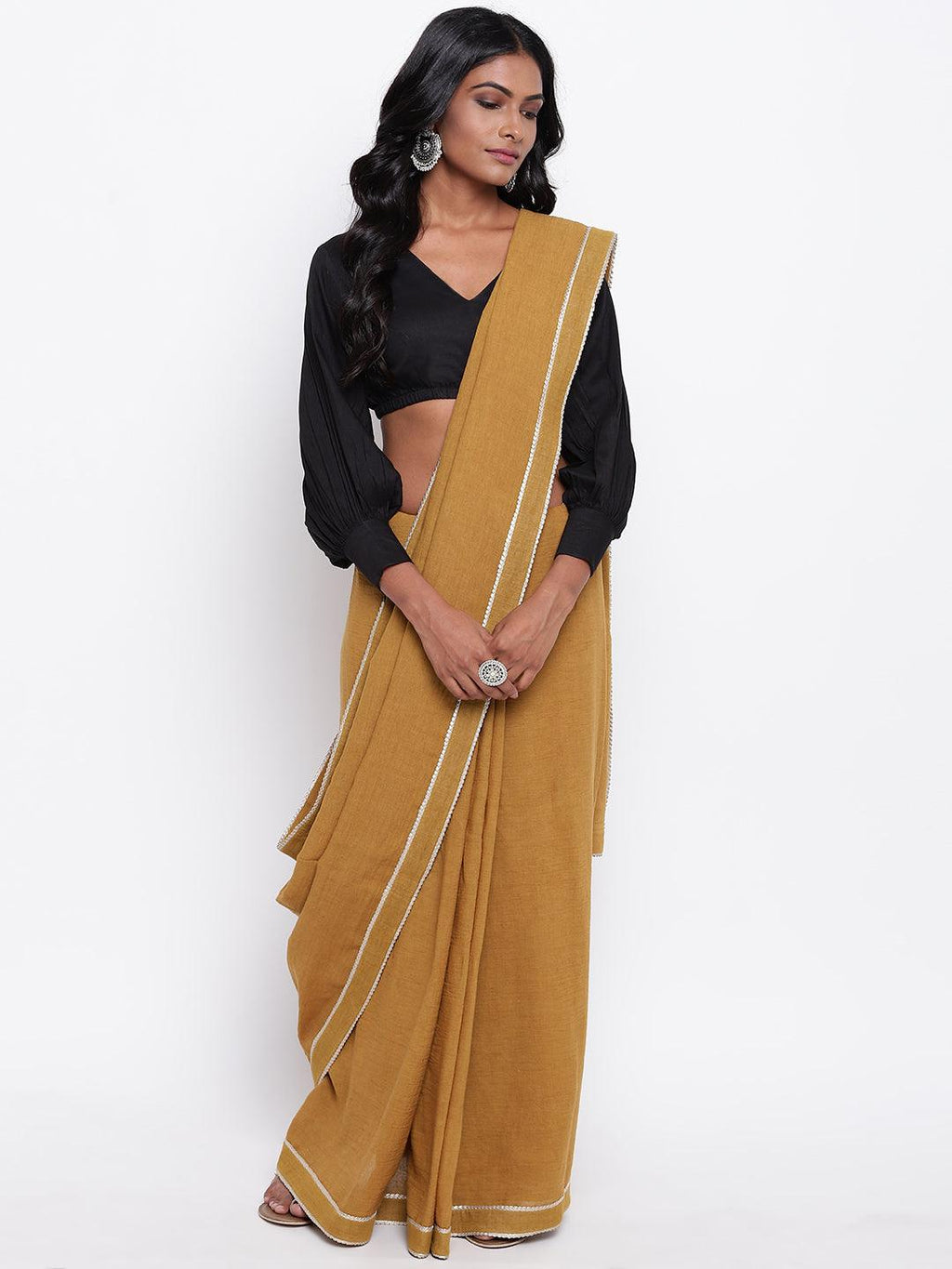 trueBrowns Black Gathered Sleeve Top