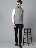Even Apparels Men's Grey Pure Wool Nehru Jacket