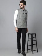 Even Apparels Men's Grey Pure Wool Nehru Jacket