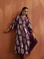 trueBrowns Purple Metallic Straight Kurta Set - Distacart
