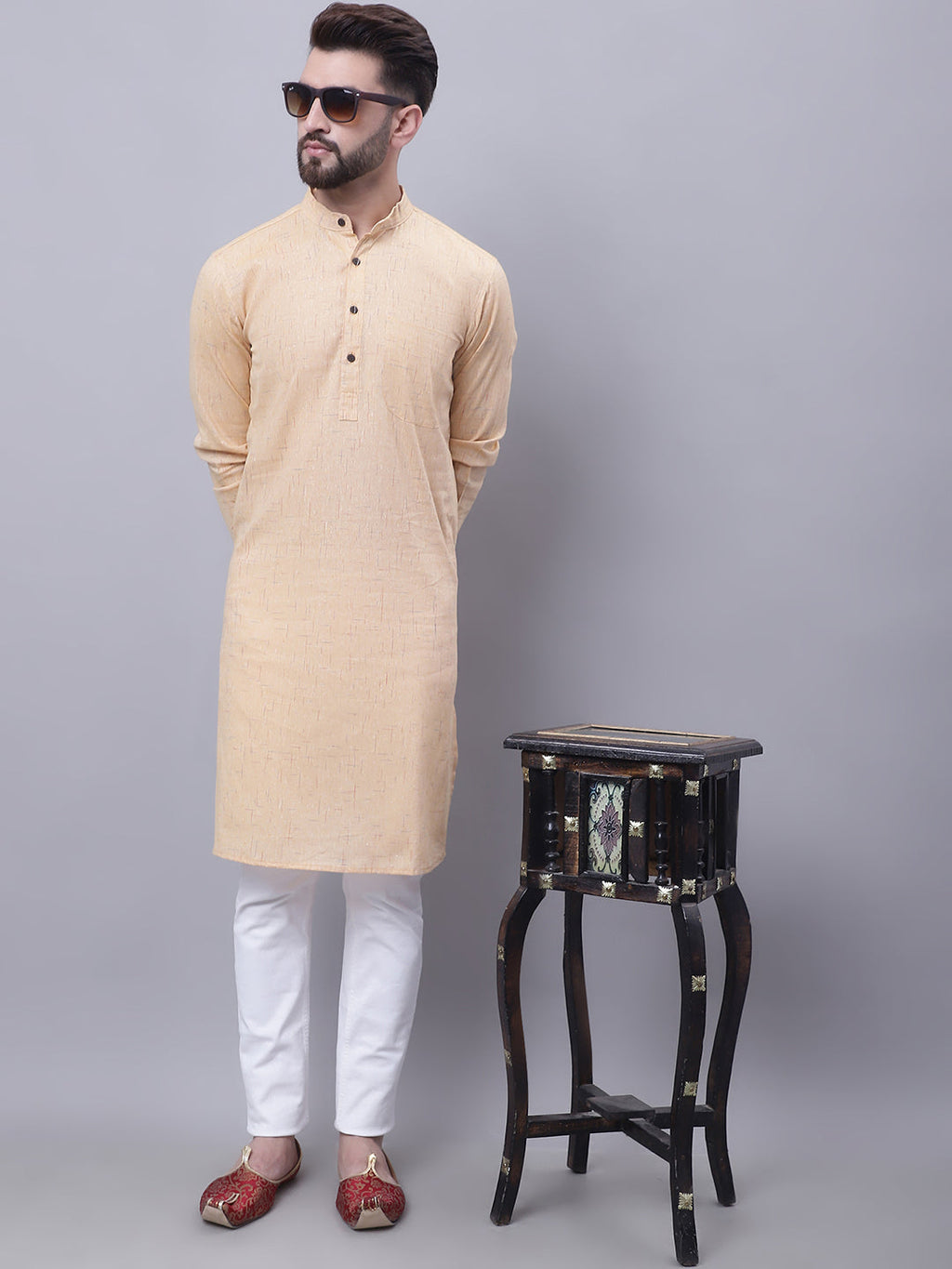 Even Apparels Yellow Pure Cotton Kurta With Band Collar - Distacart