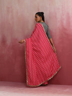 trueBrowns Pink Muslin Silk Saree